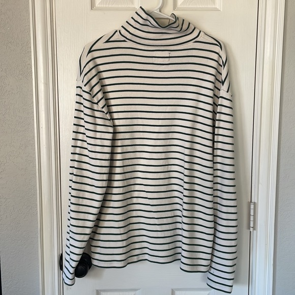 Beams Japan white with green striped turtleneck size Large - Picture 5 of 6